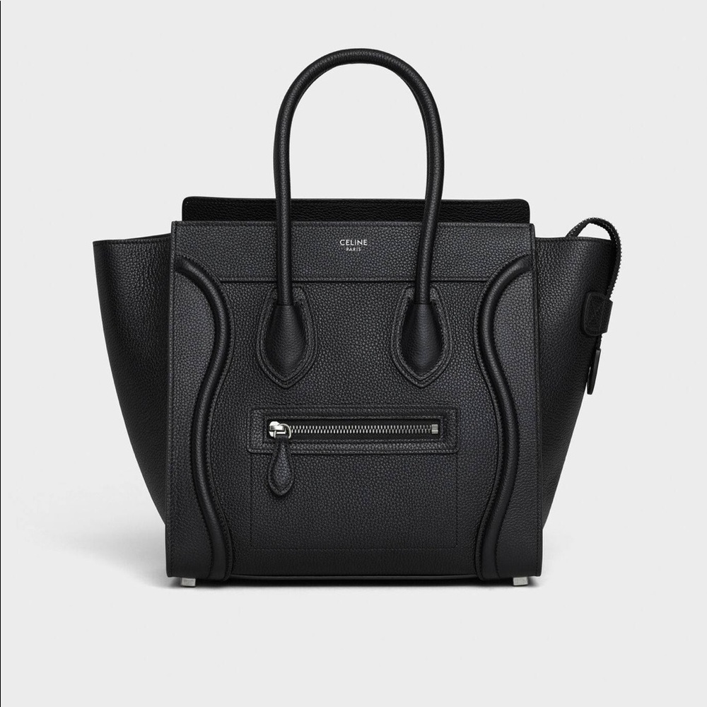 Celine micro luggage drummed calfskin bag